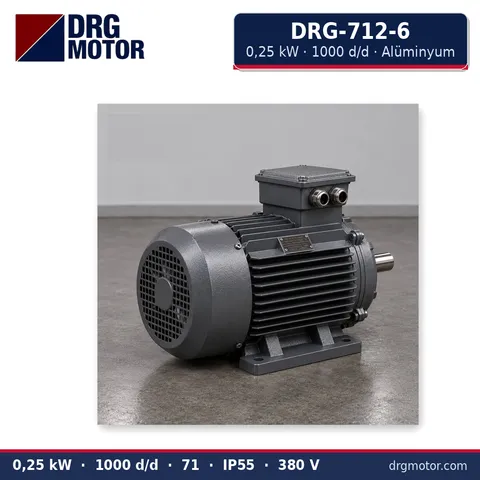 Moteur électrique triphasé DRG-712-6 0,25 kW 1000 tr/min carter aluminium – DRG Motor
