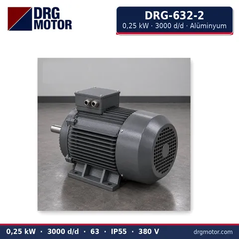 Moteur électrique triphasé DRG-632-2 0,25 kW 3000 tr/min carter aluminium – DRG Motor