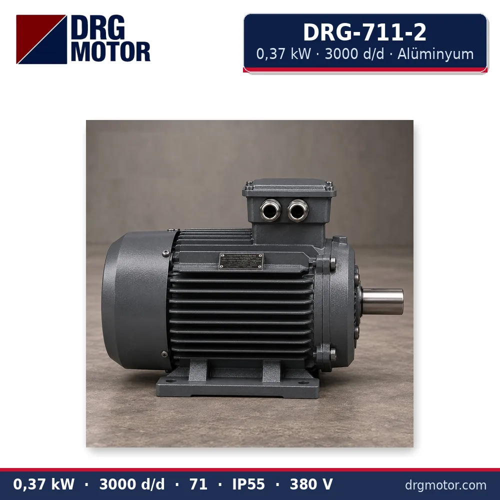 DRG-711-2 0,37 kW 3000 d/d alüminyum gövdeli trifaze elektrik motoru – DRG Motor