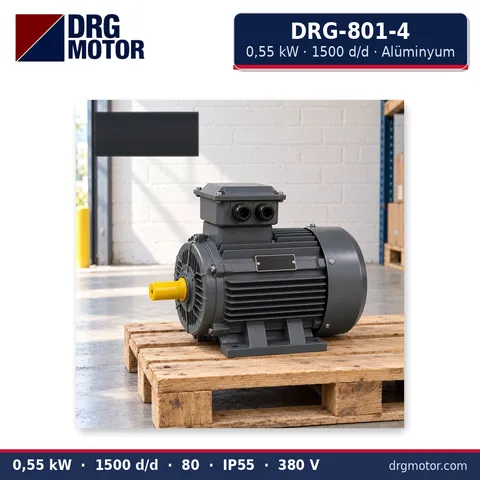 Moteur électrique triphasé DRG-801-4 0,55 kW 1500 tr/min carter aluminium – DRG Motor