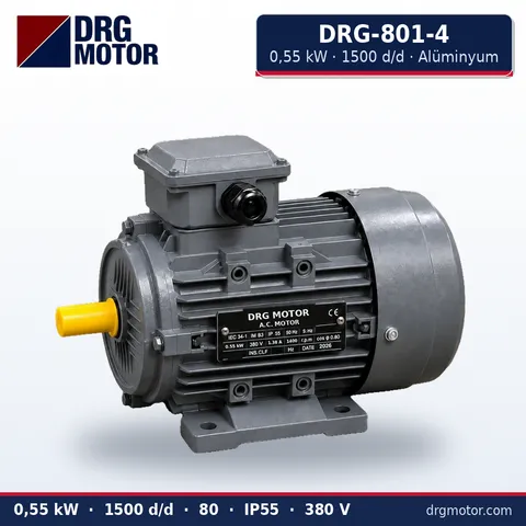 DRG-801-4 0.55 kW 1500 rpm aluminium three-phase electric motor – DRG Motor