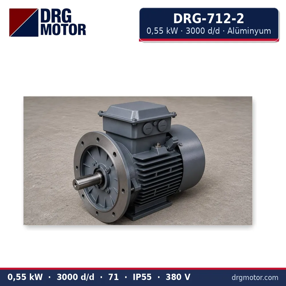 DRG-712-2 0,55 kW 3000 d/d alüminyum gövdeli trifaze elektrik motoru – DRG Motor