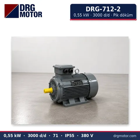 Moteur électrique triphasé DRG-712-2 0,55 kW 3000 tr/min carter fonte – DRG Motor