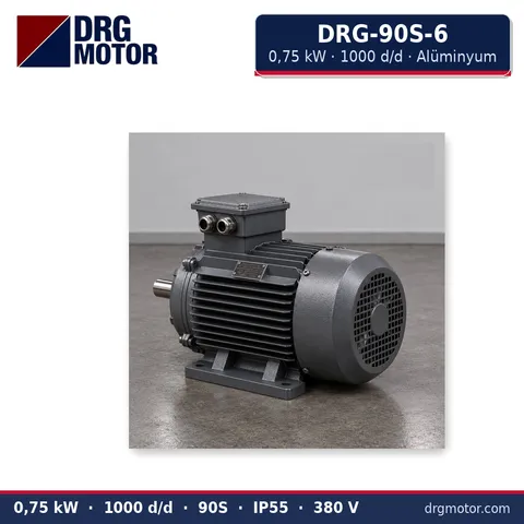 Moteur électrique triphasé DRG-90S-6 0,75 kW 1000 tr/min carter aluminium – DRG Motor