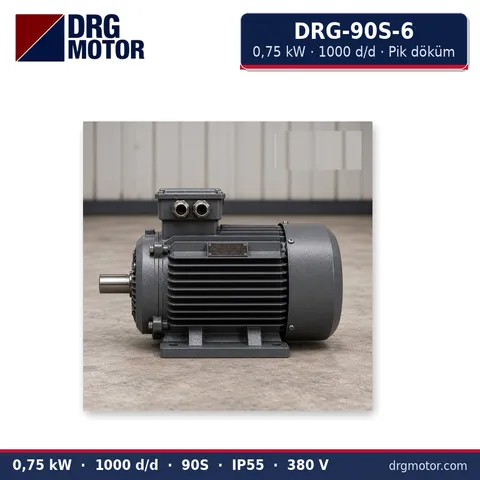 Moteur électrique triphasé DRG-90S-6 0,75 kW 1000 tr/min carter fonte – DRG Motor
