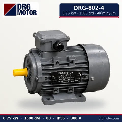 Moteur électrique triphasé DRG-802-4 0,75 kW 1500 tr/min carter aluminium – DRG Motor