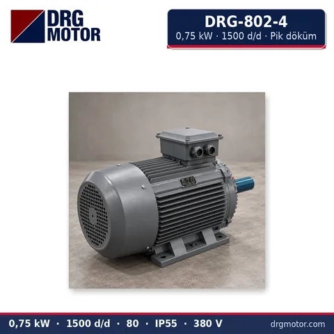 Moteur électrique triphasé DRG-802-4 0,75 kW 1500 tr/min carter fonte – DRG Motor
