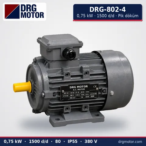 Moteur électrique triphasé DRG-802-4 0,75 kW 1500 tr/min carter fonte – DRG Motor