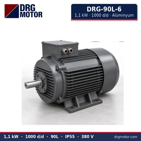 Moteur électrique triphasé DRG-90L-6 1,1 kW 1000 tr/min carter aluminium – DRG Motor