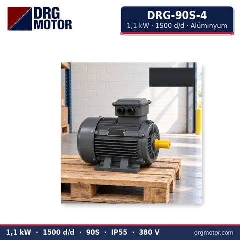 Moteur électrique triphasé DRG-90S-4 1,1 kW 1500 tr/min carter aluminium – DRG Motor