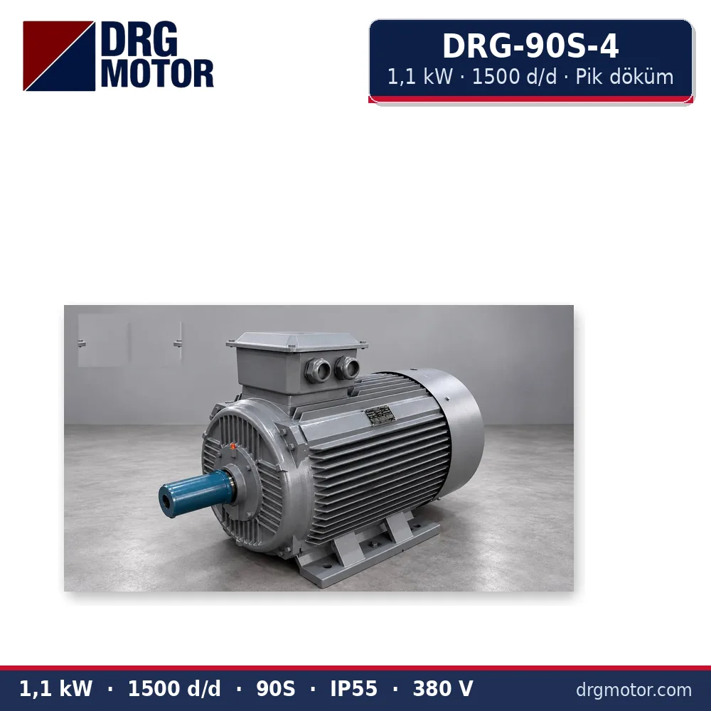 DRG-90S-4 1,1 kW 1500 d/d pik döküm gövdeli trifaze elektrik motoru – DRG Motor