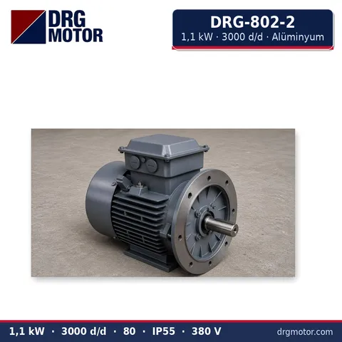 Moteur électrique triphasé DRG-802-2 1,1 kW 3000 tr/min carter aluminium – DRG Motor