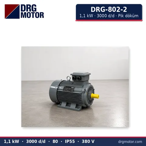 Moteur électrique triphasé DRG-802-2 1,1 kW 3000 tr/min carter fonte – DRG Motor