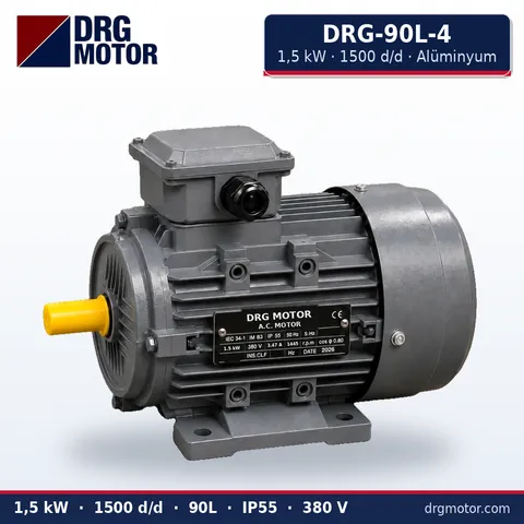 Moteur électrique triphasé DRG-90L-4 1,5 kW 1500 tr/min carter aluminium – DRG Motor