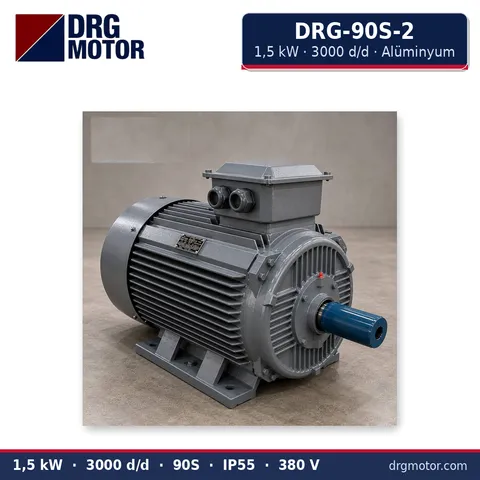 Moteur électrique triphasé DRG-90S-2 1,5 kW 3000 tr/min carter aluminium – DRG Motor