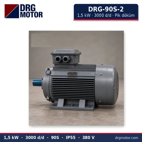 Moteur électrique triphasé DRG-90S-2 1,5 kW 3000 tr/min carter fonte – DRG Motor
