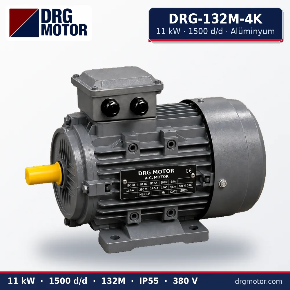 Moteur électrique triphasé compact DRG-132M-4K 11 kW 1500 tr/min carcasse aluminium – DRG Motor