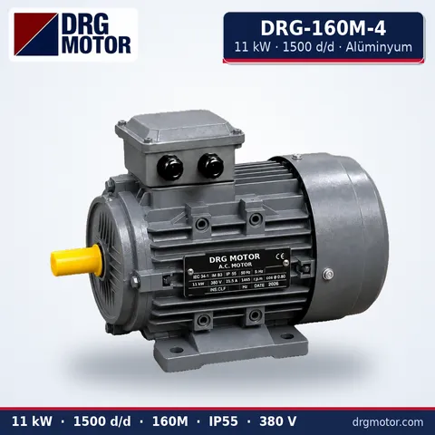 DRG-160M-4 11 kW 1500 rpm aluminium three-phase electric motor – DRG Motor