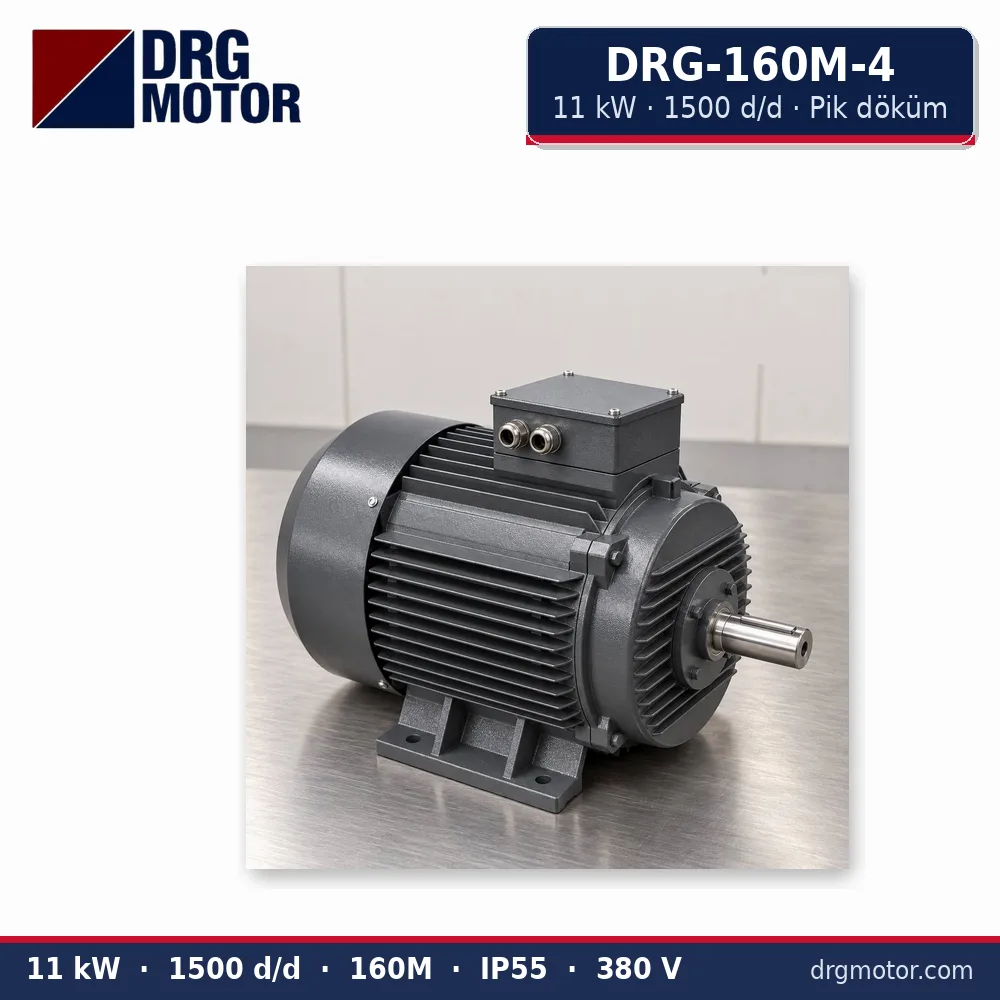 DRG-160M-4 11 kW 1500 d/d pik döküm gövdeli trifaze elektrik motoru – DRG Motor