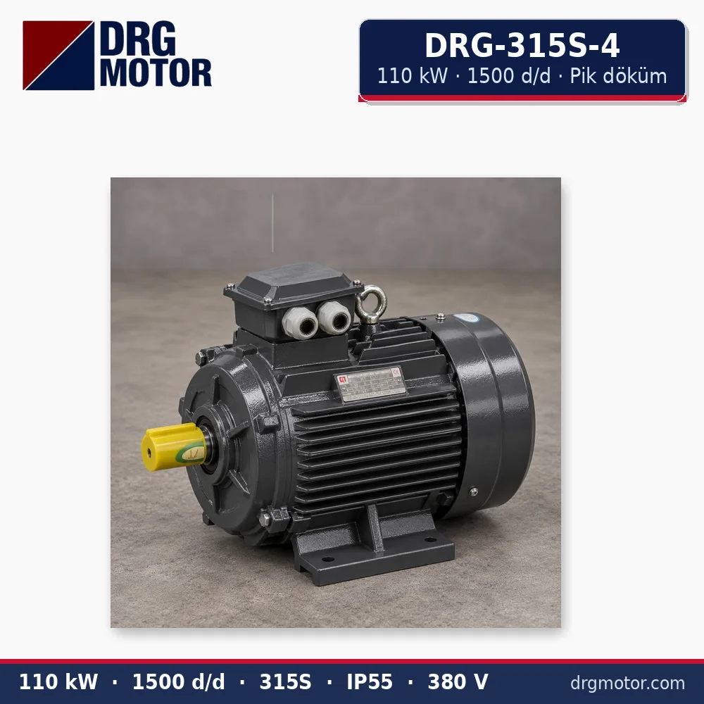 DRG-315S-4 110 kW 1500 d/d pik döküm gövdeli trifaze elektrik motoru – DRG Motor
