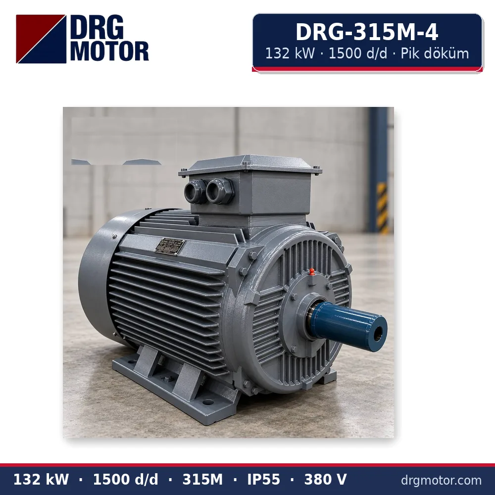 DRG-315M-4 132 kW 1500 d/d pik döküm gövdeli trifaze elektrik motoru – DRG Motor