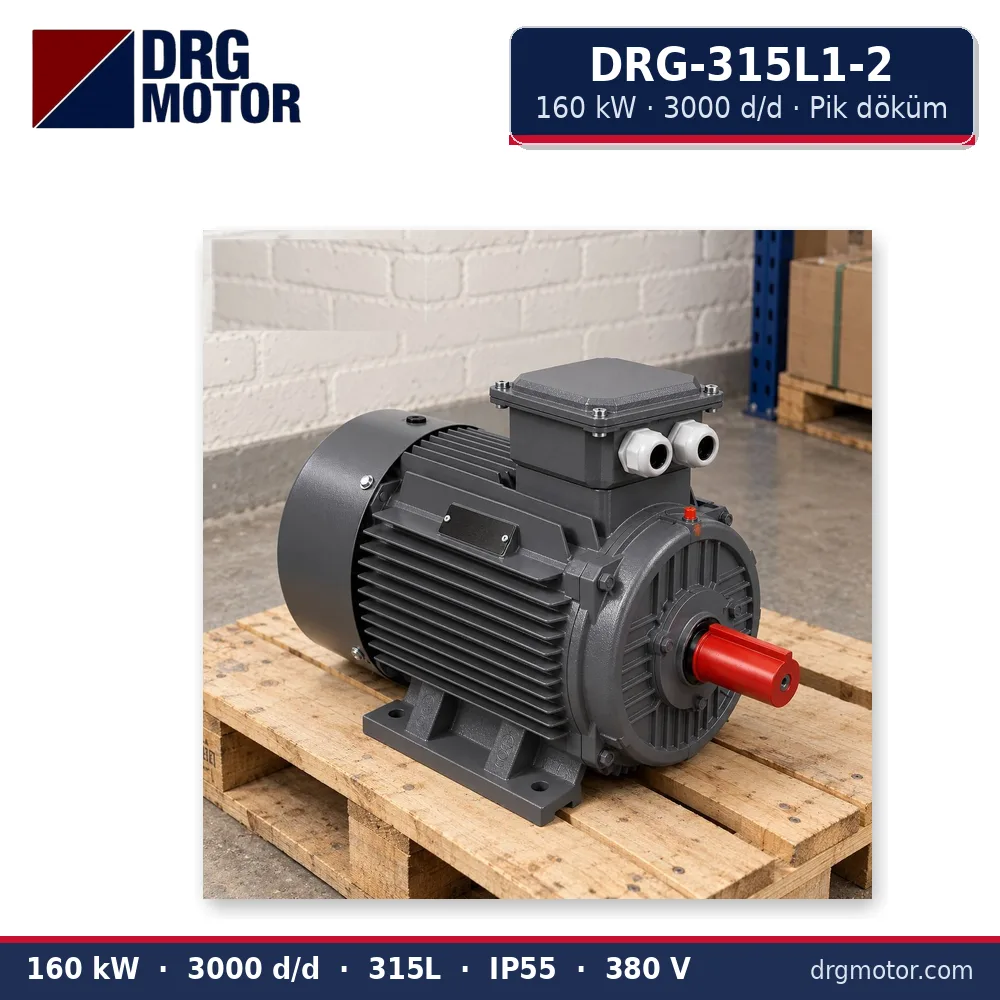 DRG-315L1-2 160 kW 3000 d/d pik döküm gövdeli trifaze elektrik motoru – DRG Motor