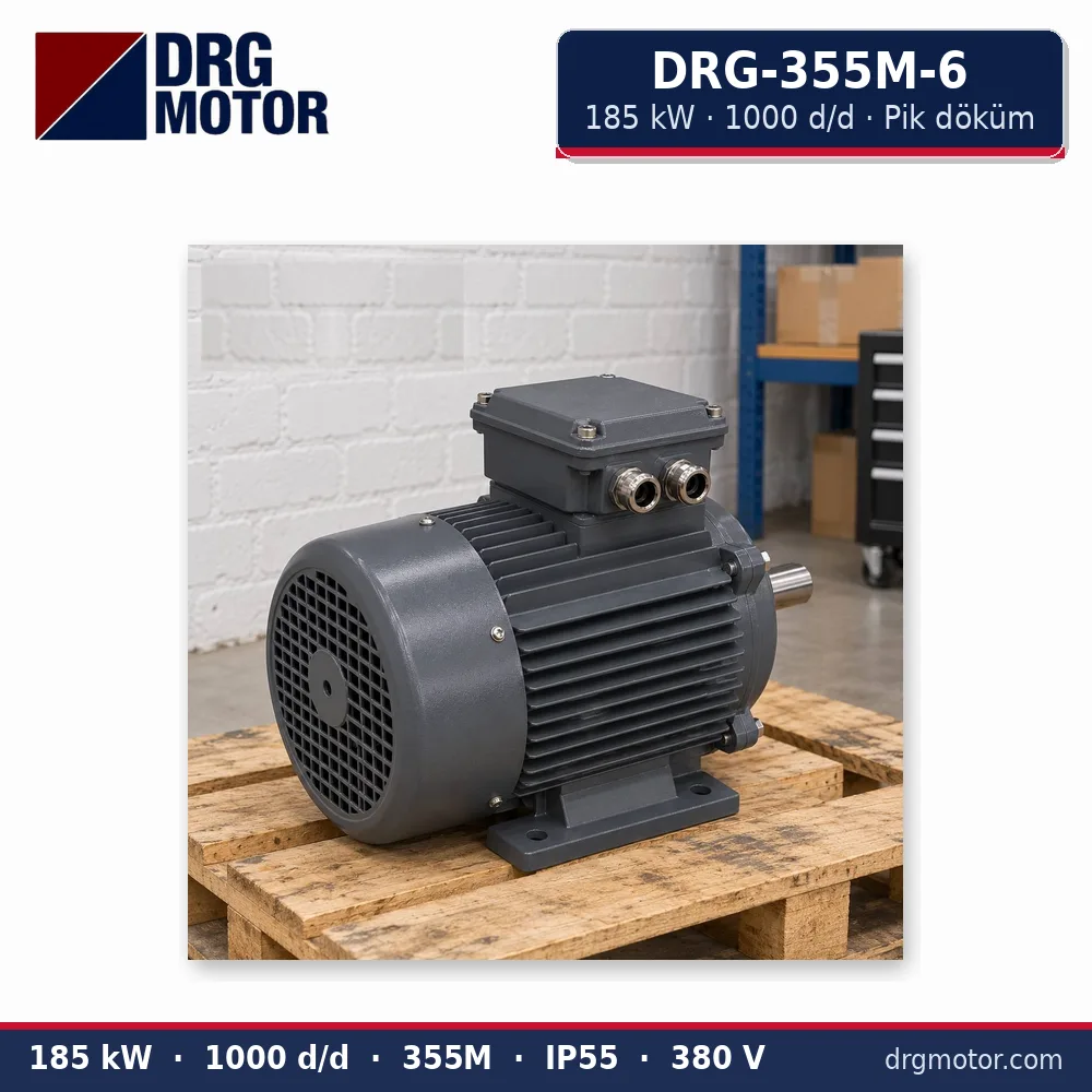 DRG-355M-6 185 kW 1000 d/d pik döküm gövdeli trifaze elektrik motoru – DRG Motor