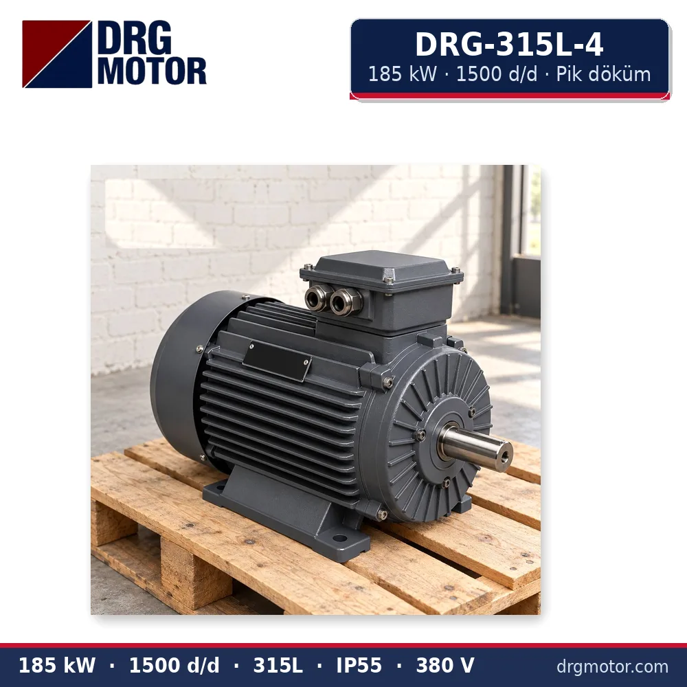 DRG-315L-4 185 kW 1500 d/d pik döküm gövdeli trifaze elektrik motoru – DRG Motor