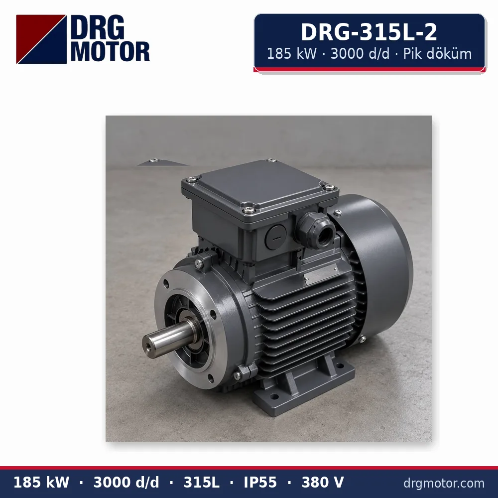 DRG-315L-2 185 kW 3000 d/d pik döküm gövdeli trifaze elektrik motoru – DRG Motor