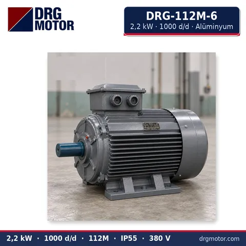 Moteur électrique triphasé DRG-112M-6 2,2 kW 1000 tr/min carter aluminium – DRG Motor