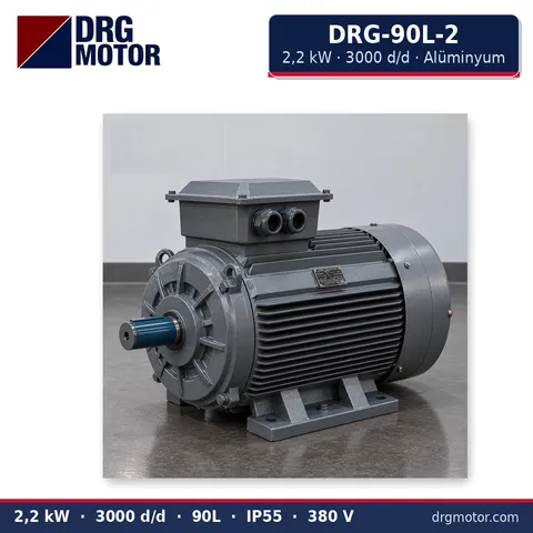 Moteur électrique triphasé DRG-90L-2 2,2 kW 3000 tr/min carter aluminium – DRG Motor