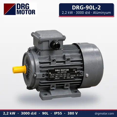 Moteur électrique triphasé DRG-90L-2 2,2 kW 3000 tr/min carter aluminium – DRG Motor