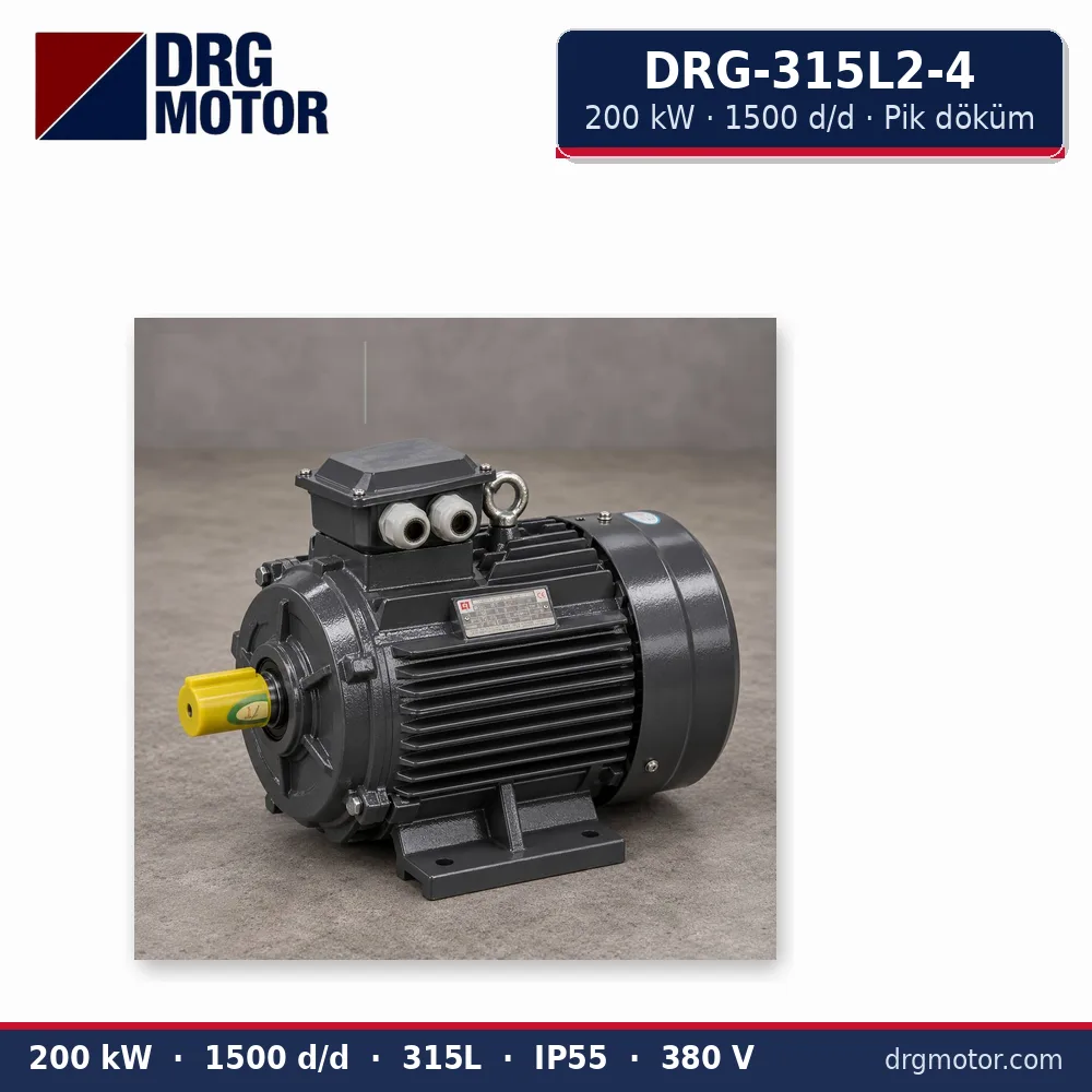 DRG-315L2-4 200 kW 1500 d/d pik döküm gövdeli trifaze elektrik motoru – DRG Motor