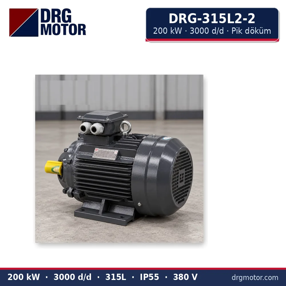 DRG-315L2-2 200 kW 3000 d/d pik döküm gövdeli trifaze elektrik motoru – DRG Motor