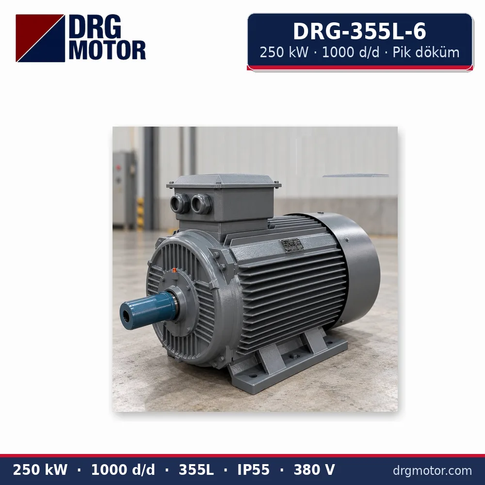 DRG-355L-6 250 kW 1000 d/d pik döküm gövdeli trifaze elektrik motoru – DRG Motor