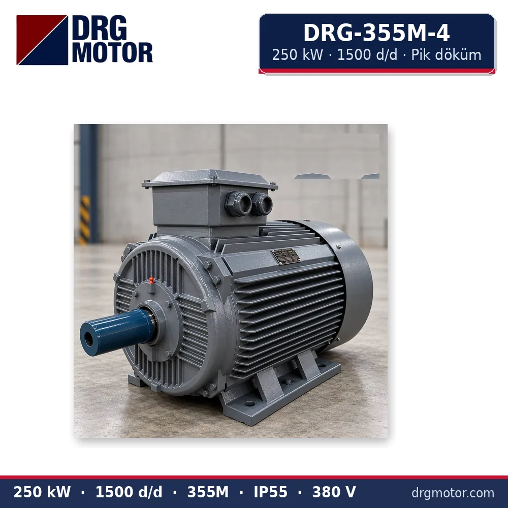 DRG-355M-4 250 kW 1500 d/d pik döküm gövdeli trifaze elektrik motoru – DRG Motor