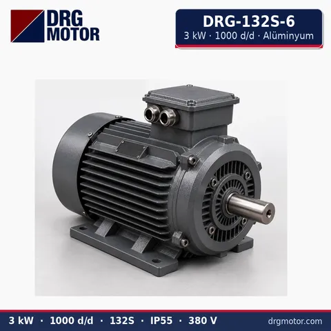 Moteur électrique triphasé DRG-132S-6 3 kW 1000 tr/min carter aluminium – DRG Motor