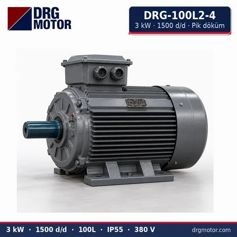 Moteur électrique triphasé DRG-100L2-4 3 kW 1500 tr/min carter fonte – DRG Motor