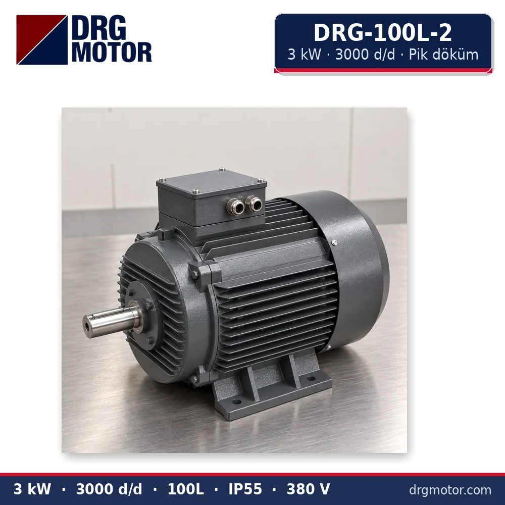 DRG-100L-2 3 kW 3000 d/d pik döküm gövdeli trifaze elektrik motoru – DRG Motor