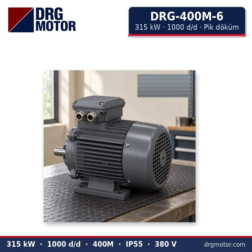 DRG-400M-6 315 kW 1000 d/d pik döküm gövdeli trifaze elektrik motoru – DRG Motor