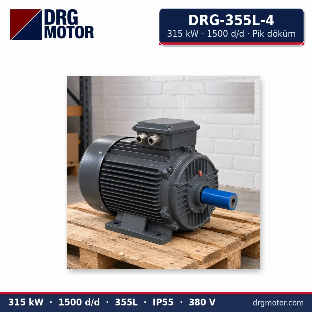DRG-355L-4 315 kW 1500 d/d pik döküm gövdeli trifaze elektrik motoru – DRG Motor
