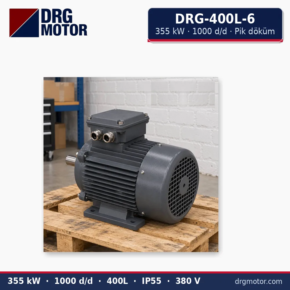 DRG-400L-6 355 kW 1000 d/d pik döküm gövdeli trifaze elektrik motoru – DRG Motor