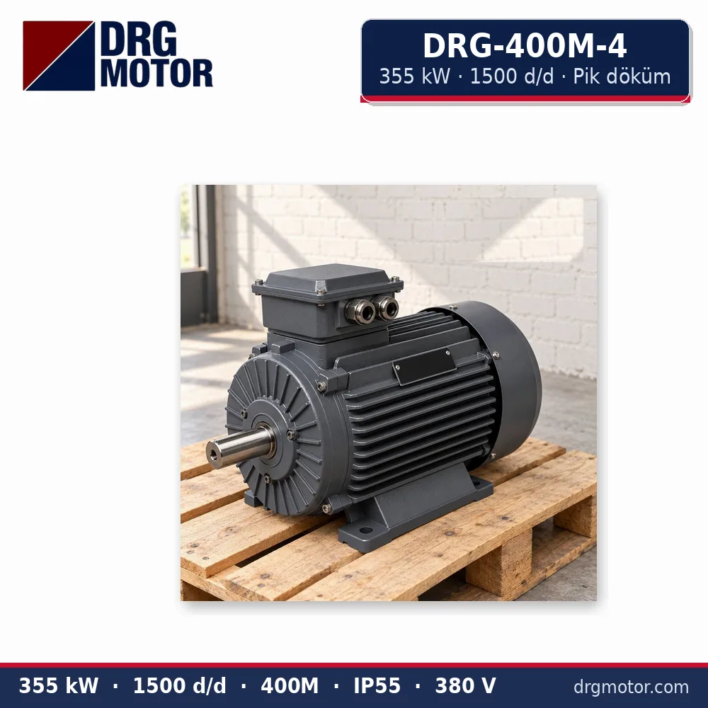 DRG-400M-4 355 kW 1500 d/d pik döküm gövdeli trifaze elektrik motoru – DRG Motor