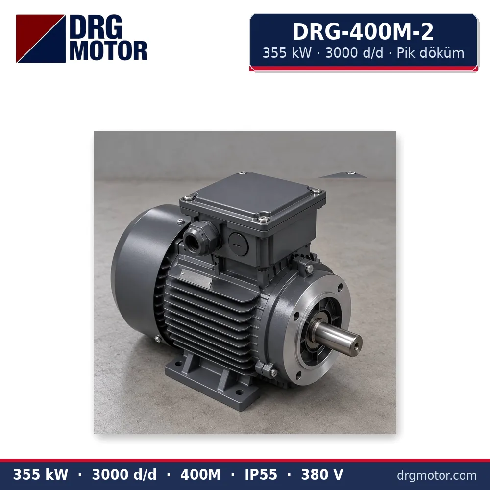 DRG-400M-2 355 kW 3000 d/d pik döküm gövdeli trifaze elektrik motoru – DRG Motor