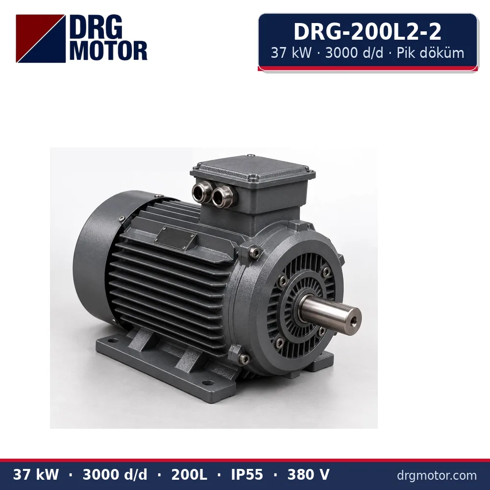 DRG-200L2-2 37 kW 3000 d/d pik döküm gövdeli trifaze elektrik motoru – DRG Motor