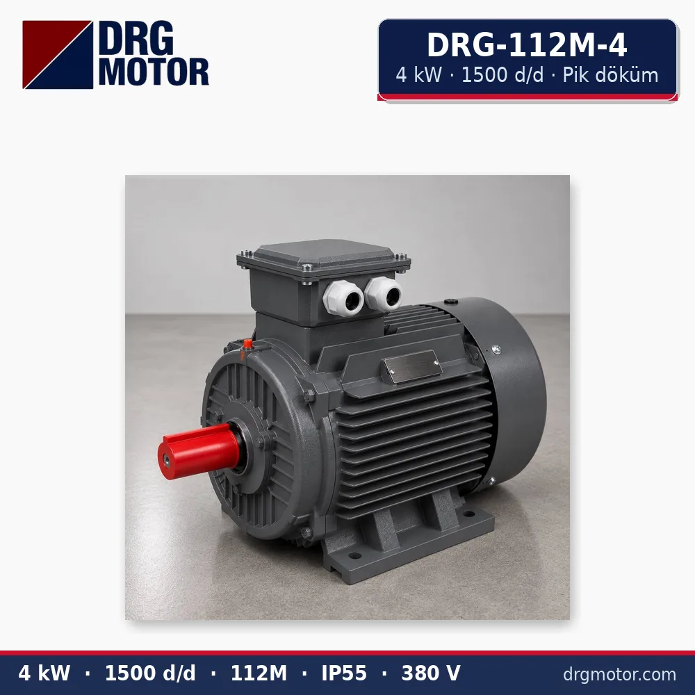 DRG-112M-4 4 kW 1500 d/d pik döküm gövdeli trifaze elektrik motoru – DRG Motor