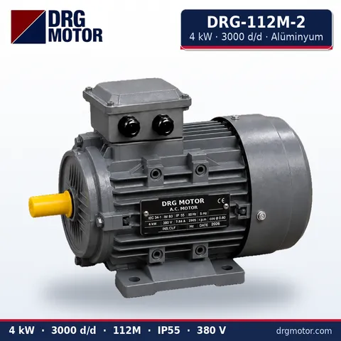 Moteur électrique triphasé DRG-112M-2 4 kW 3000 tr/min carter aluminium – DRG Motor