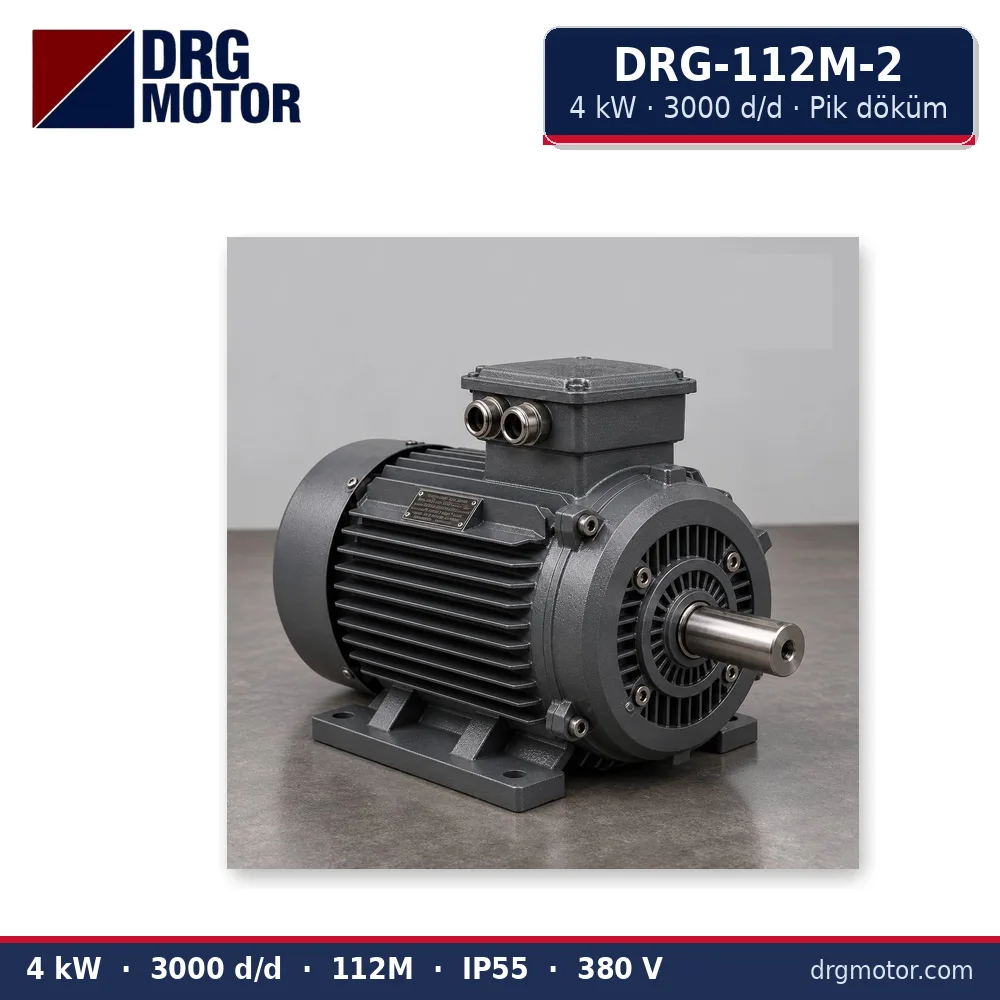 DRG-112M-2 4 kW 3000 d/d pik döküm gövdeli trifaze elektrik motoru – DRG Motor