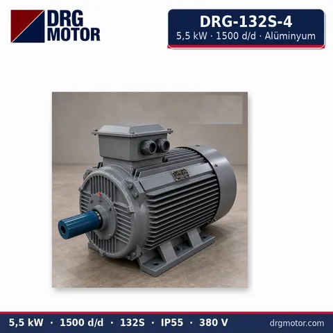 Moteur électrique triphasé DRG-132S-4 5,5 kW 1500 tr/min carter aluminium – DRG Motor