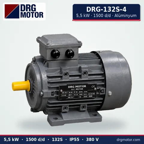 DRG-132S-4 5.5 kW 1500 rpm aluminium three-phase electric motor – DRG Motor